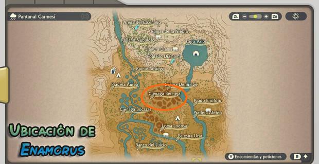 Leyendas Pokémon: Arceus - Localización en el mapa de Enamorus