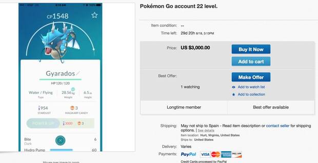Varios usuarios estarían vendiendo sus cuentas de Pokémon GO en eBay por cientos de dólares Imagen 2