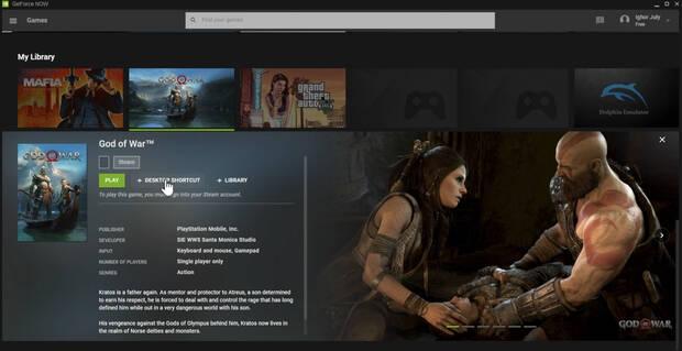 God of War para PC a travs de GeForce Now y Steam.