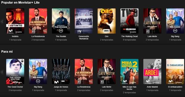 Contenidos Movistar+ Lite Exclusivos