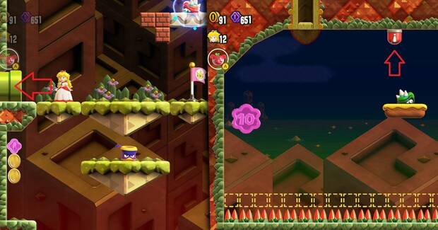 Super Mario Bros. Wonder - Localización de la Moneda púrpura #2 en Prueba intermedia: Persecución vertical