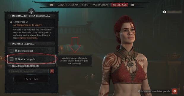 Diablo 4 - Omitir la campaña para jugar el contenido de una temporada