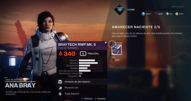 Destiny 2 conseguir Lanza Polaris - conseguir la Braytech RWP MK. II