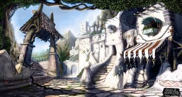 Ilustración de Hillside Village, que demuestra cómo Kameo II no siempre fue tan oscuro.