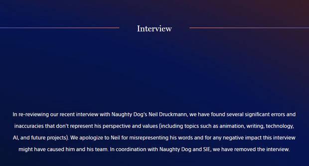 Retirada entrevista Druckmann