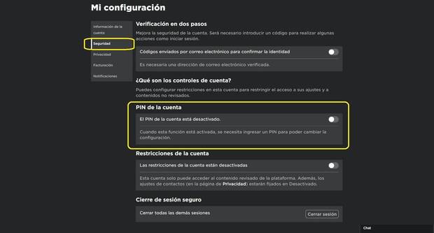 Controles parentales y configuración de privacidad de Roblox