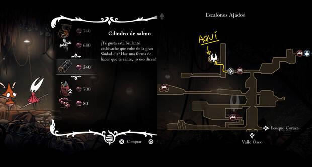 Hollow Knight Silksong - Cómo conseguir Cilindro de salmo 04 y ubicación en el mapa