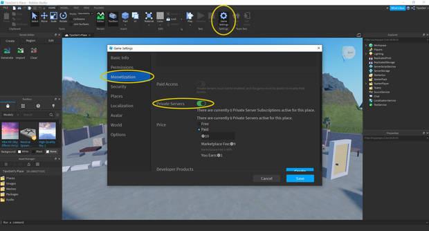 Roblox - Cómo habilitar servidores privados en tus juegos creados