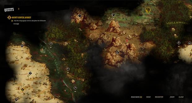 El mapa por el que viajaremos de un lugar a otro del mundo tiene este aspecto, aunque al principio todo estar� oculto por una neblina y tendremos que explorar para disiparla.