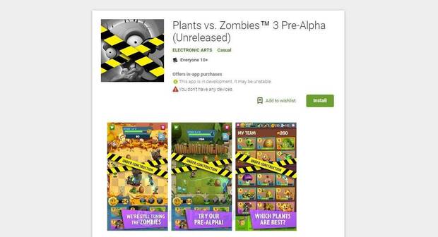 Plants vs. Zombies 3 aparece en la Google Play Store por sorpresa Imagen 2