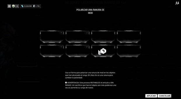 Guía Warframe - Polarizar elementos con las Formas