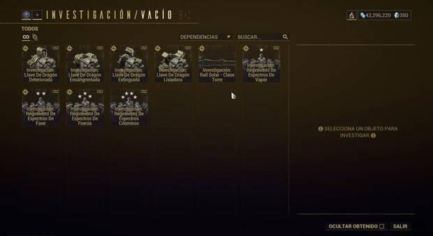 Guía Warframe - Todas las investigaciones y planos del Laboratorio Orokin