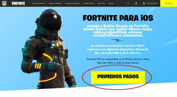 Cómo descargar Fortnite en móviles iOS - Descargar la app oficial desde la web