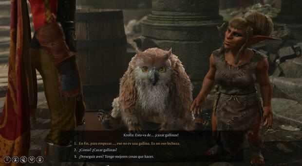 Baldur's Gate 3 - Hablar con Krolla para reclutar al cachorro de oso lechuza