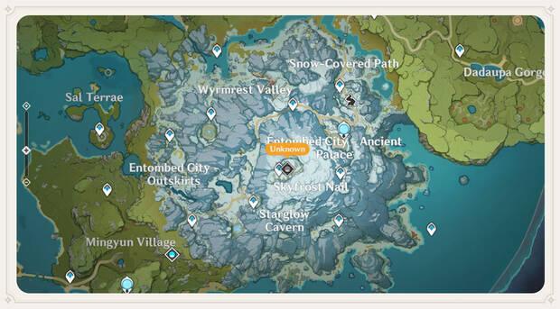 Nueva zona en Genshin Impact: Mapa de Espinadragn