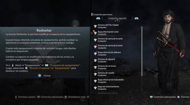 Rise of the Ronin - ¿Cómo funciona rediseñar el aspecto del personaje?