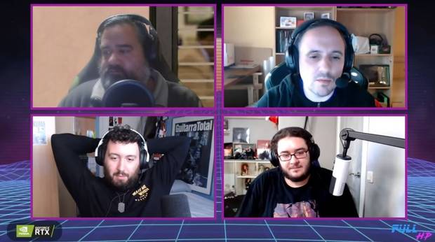 Los integrantes de Tertulia Fullhp, de izquierda a derecha y de arriba abajo: 'ggMickkael', 'DonPedro', 'GalletasFGC' y Enrique Gil.