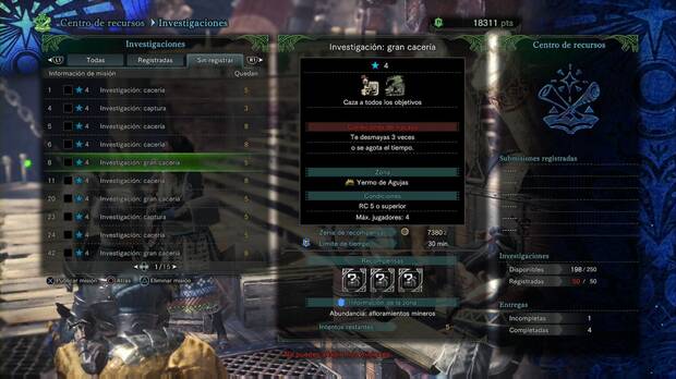 Conseguir dinero en Monster Hunter World - Investigaciones