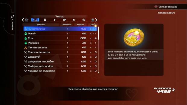La Kupomoneda es un nuevo ítem que nos facilitará mucho la vida, ya que es barata y nos salvará de morir una vez si nuestra salud baja a cero.