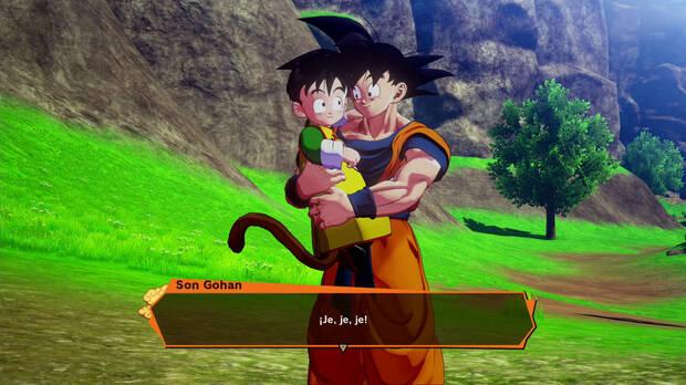 El juego comienza con un entrañable paseo de Goku y Gohan un día como cualquier otro.