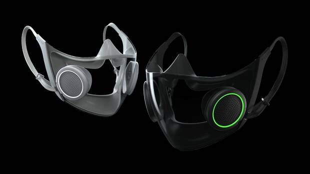 Imagen de la mascarilla transparente de Razer