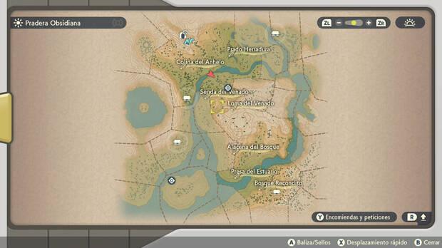 La Pradera Obsidiana es uno de los escenarios que vimos, y por el mapa del Móvil Arceus, parece que será bastante grande.