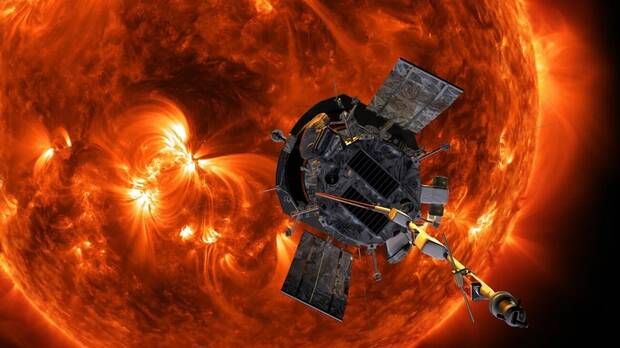 Representación artística de la misión de la sonda Parker publicada por la NASA