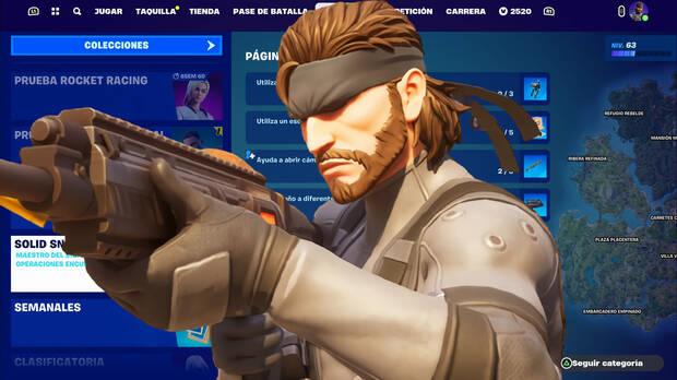Fortnite Battle Royale - Cmo conseguir a Solid Snake: composicin de Solid Snake (versin Metal Gear Solid 2) sobre el fondo de sus misiones
