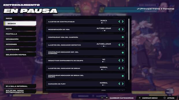 2XKO - Cambiar y modificar ajustes de la CPU en el modo Entrenamiento