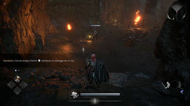 Nioh 3 - La huida de la ladera de Hitokoto, Takechiyo se acerca a un enemigo por la espalda