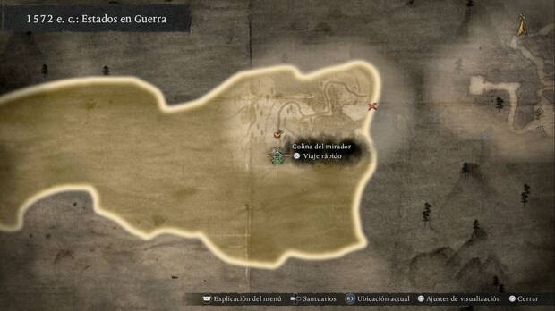 Nioh 3 - Santuarios en el R�o Tenryu, ubicaci�n del santuario Colina del mirador