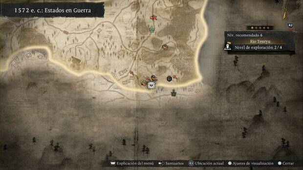 Nioh 3 - Cofres en el R�o Tenryu, ubicaci�n del cofre #1 en la aldea de la zona sudeste