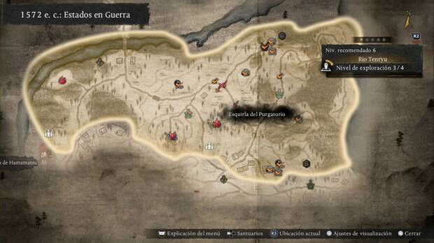 Nioh 3 - Esquirlas del Purgatorio en el R�o Tenryu, ubicaci�n de la Esquirla de la zona central-sur