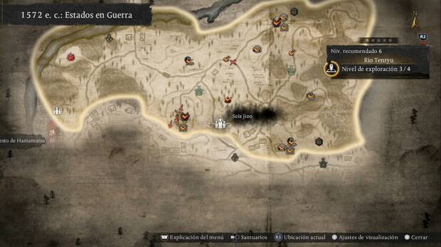 Nioh 3 - Seis jizo en el R�o Tenryu, ubicaci�n de las estatuas jizo de la zona central sur de la regi�n