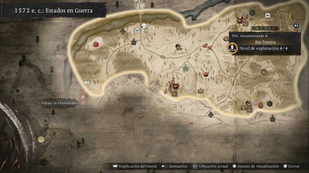 Nioh 3 - Amrita en el R�o Tenryu, ubicaci�n de la amrita #3 en la zona suroeste