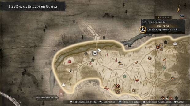 Nioh 3 - Cofres del R�o Tenryu, ubicaci�n del cofre en la zona oeste, en el puesto de control