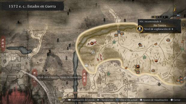 Nioh 3 - Amritas en el R�o Tenryu, ubicaci�n de la amrita #4 en la zona oeste de la regi�n