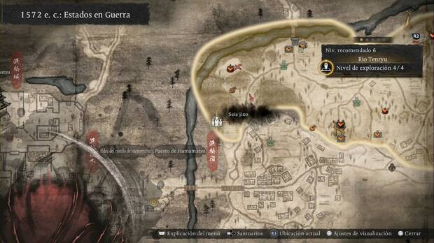 Nioh 3 - Estatuas jizo del R�o Tenryu, ubicaic�n de las estatuas jizo de la parte m�s al suroeste de la regi�n