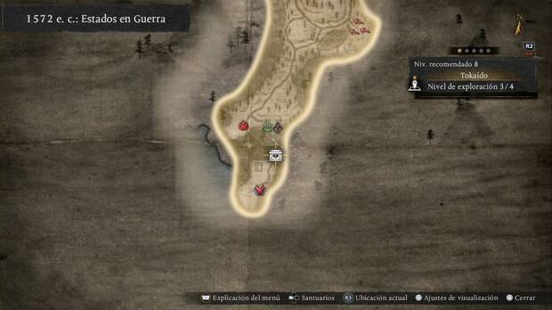 Nioh 3 - Cofres de Tokaido, ubicaci�n del cofre en la cueva del extremo sur