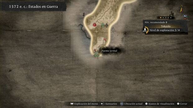 Nioh 3 - Fuentes termales de Tokaido, ubicaci�n de la fuente termal del extremo sur