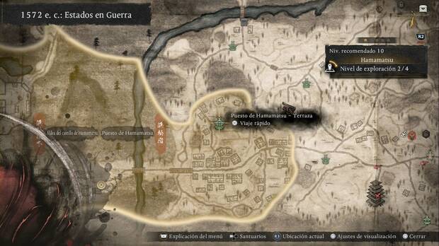 Nioh 3 - Santuarios de Hamamatsu, ubicaci�n del Puesto de Hamamatsu - Terraza en la zona nordeste de la regi�n