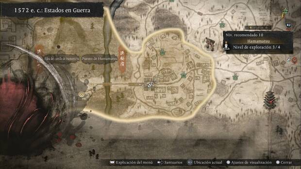 Nioh 3 - Amrita de Hamamatsu, ubicaci�n de la amrita en la salida oeste de la aldea de Hamamatsu