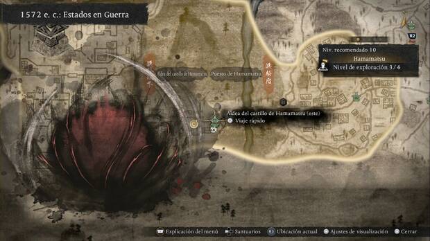 Nioh 3 - Santuarios en Hamamatsu, ubicaci�n del santuario Aldea del castillo de Hamamatsu (este), al oeste de la aldea