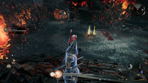 Nioh 3 - El Purgatorio manifestado, zona de grietas en el suelo en la aldea