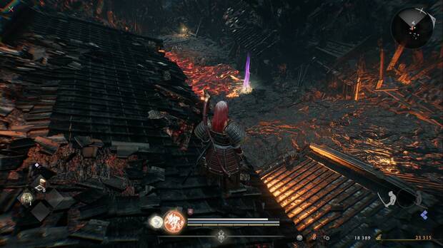 Nioh 3 - El Purgatorio manifestado, ubicaci�n de la amrita #3 de Hamamatsu bajo uno de los tejados de la zona norte