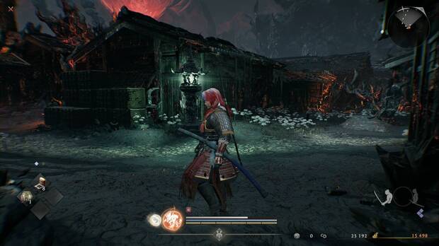 Nioh 3 - El Purgatorio manifestado, tejados que permiten llegar a un cofre en la zona inicial