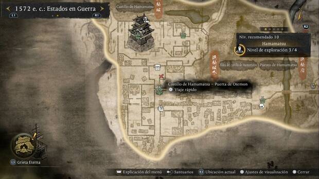 Nioh 3 - Santuarios en Hamamatsu, ubicaci�n del santuario Castillo de Hamamatsu - Puerta de Otemon