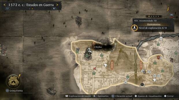 Nioh 3 - Chijiko en Hamamatsu, ubicaci�n del chijiko de la zona noroeste, junto a la torre del castillo