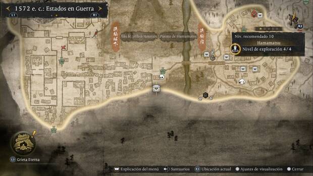 Nioh 3 - Cofres en Hamamatsu, ubicaci�n del cofre en la zona central sur de la regi�n