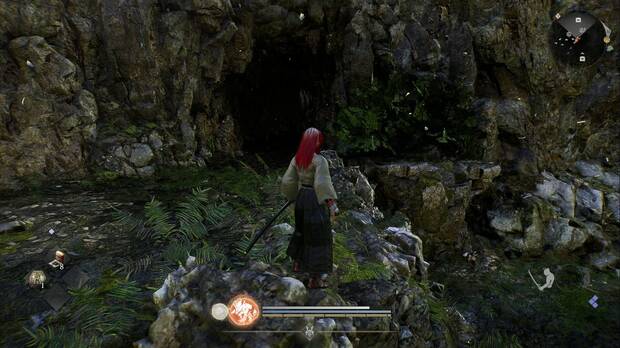 Nioh 3 - Cofres en Hamamatsu, ubicaci�n del cofre al oeste del puente que conecta la aldea con el castillo, cueva que lleva al cofre